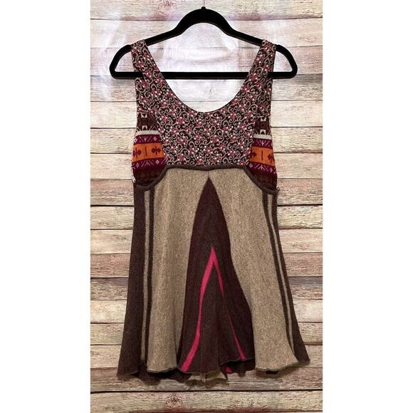 Free People Wool Blend Knit Mixed Media Tank Tunic Boho Small - Picture 3 of 8